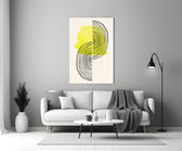 Abstract Sun close-up showing lemon sun behind looping black contour lines