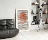 Abstract Sunset panel adding editorial calm to a bathroom