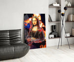 Queen Mona Lisa panel adding editorial drama to a gaming room