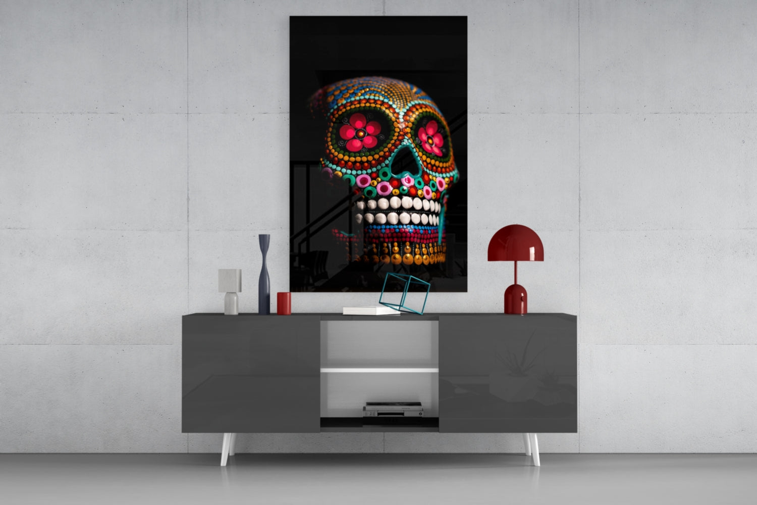 Sugar Skull Glass Wall Art.