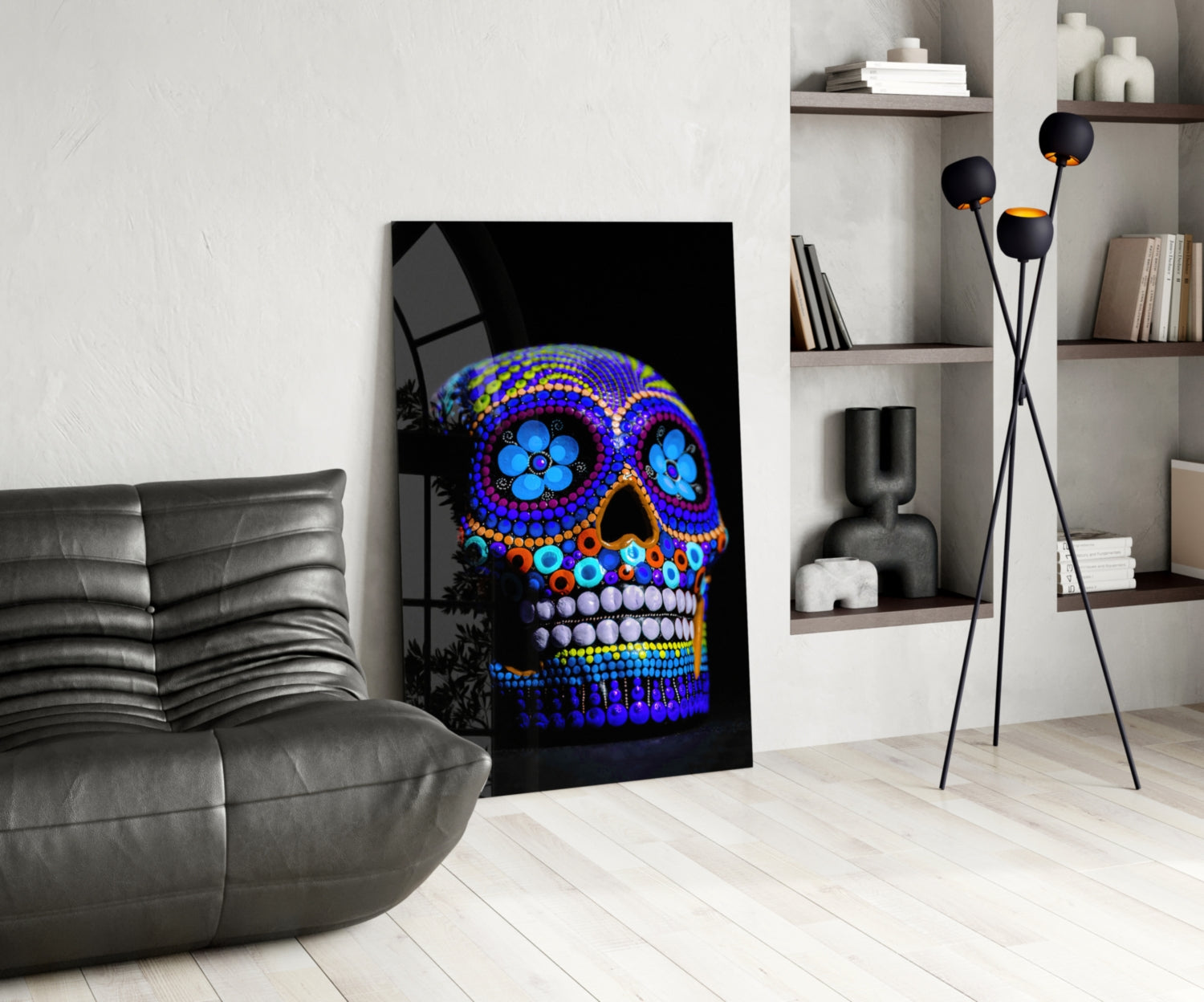 Sugar Skull Glass Wall Art.