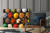 Spices glass print enhancing a breakfast nook with cinematic warmth