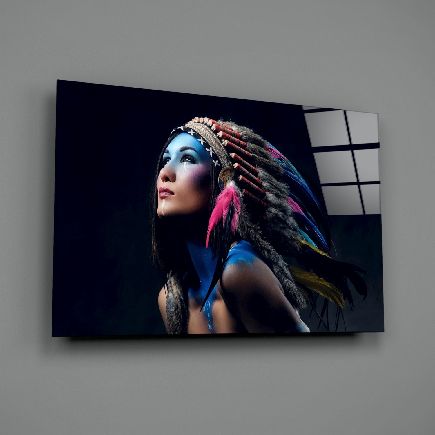 Red Indian Glass Wall Art.