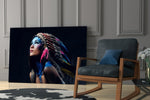 Red Indian glass print enhancing a study with cinematic warmth