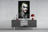 Joker panel catching screen glow to reveal its menacing charm