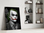 Joker glass print enhancing a teen lounge with cinematic mood