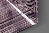 Brooklyn Bridge artwork anchoring a wall with soft vintage palette