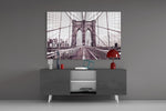Brooklyn Bridge panel catching window light to reveal its vintage warmth