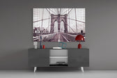 Brooklyn Bridge panel catching window light to reveal its vintage warmth