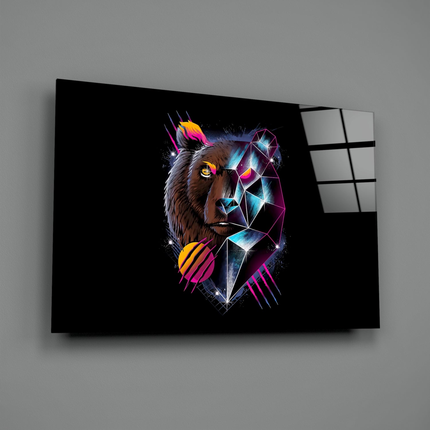 Diamond Bear Glass Wall Art.