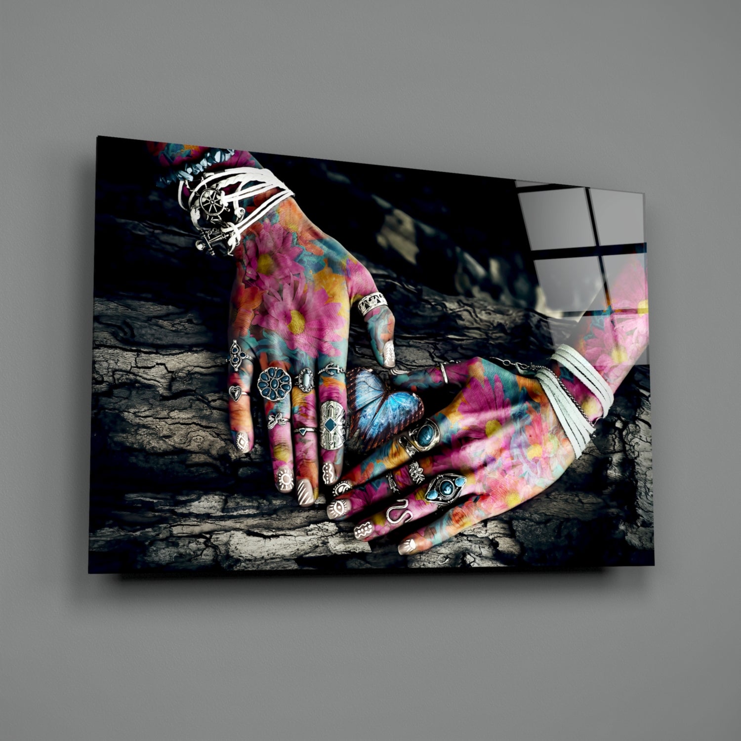 Hands of Nature Glass Wall Art.