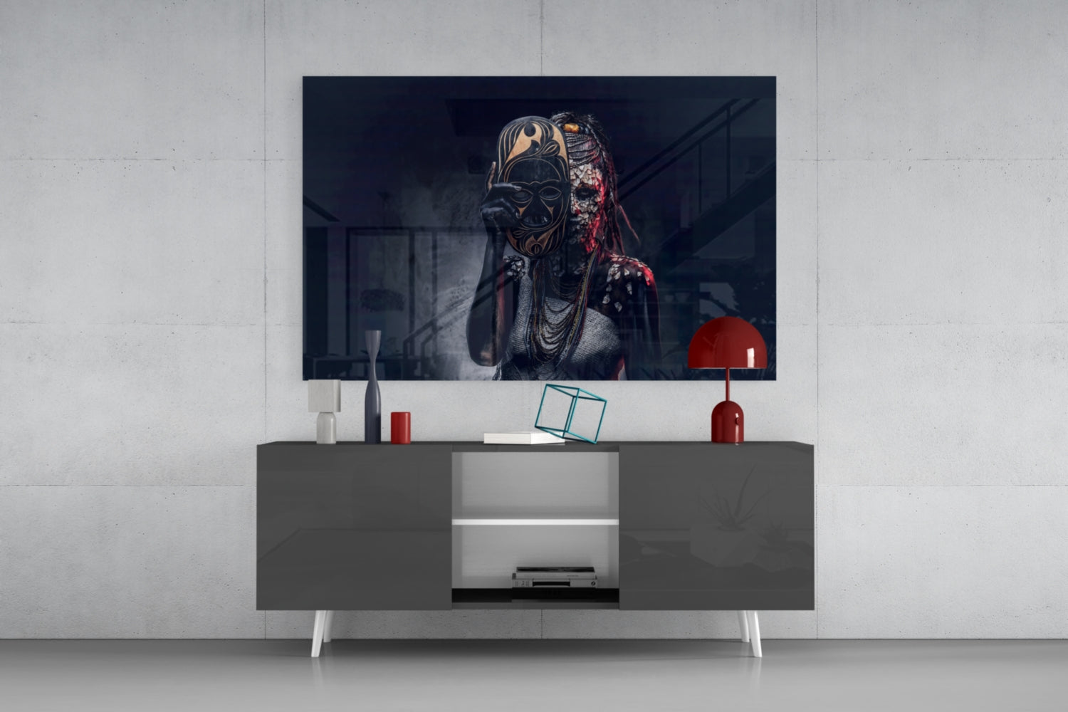 Behind the Mask Glass Wall Art.