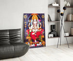 Ganesha panel adding editorial calm to a hallway