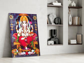 Ganesha glass print enhancing a yoga studio with cinematic warmth