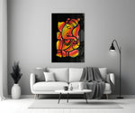 Ganesha close-up showing modernist contour with marigold and crimson watercolor washes