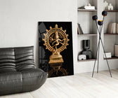 Shiva Nataraja panel adding editorial calm to a hallway