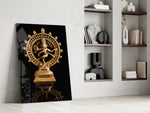 Shiva Nataraja glass print enhancing a yoga studio with cinematic warmth