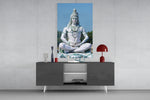 Shiva in Meditation panel catching window light to reveal its serene majesty