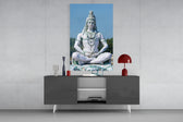 Shiva in Meditation panel catching window light to reveal its serene majesty