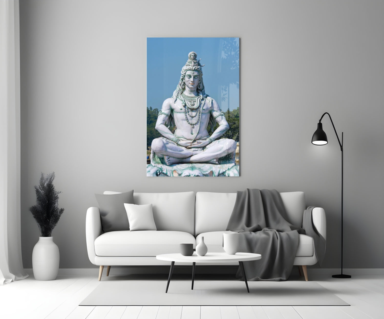 Shiva in Meditation Glass Wall Art.