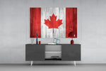 Flag of Canada panel catching ambient light to reveal its patriotic warmth