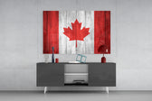 Flag of Canada panel catching ambient light to reveal its patriotic warmth
