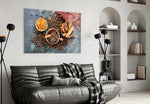 Spices glass wall art styled in a café