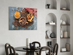 Spices panel adding editorial appetite to a dining room