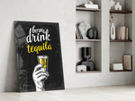 Tequila glass print enhancing a study with cinematic warmth