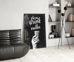 Vodka panel adding editorial wit to a kitchen