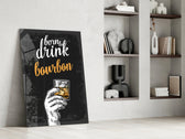 Bourbon glass print enhancing a study with cinematic warmth