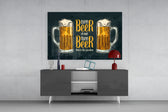 Beer panel catching directional light to reveal its bar-room wit