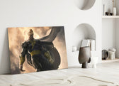 Black Adam close-up showing thunder hero with golden lightning forking from shoulders