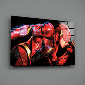 Cinematic-poster panel bringing electric momentum to a contemporary kids room