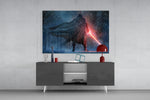 Lightsaber panel catching screen glow to reveal its mystical menace