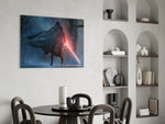 Lightsaber panel adding editorial drama to a man cave
