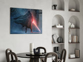 Lightsaber panel adding editorial drama to a man cave