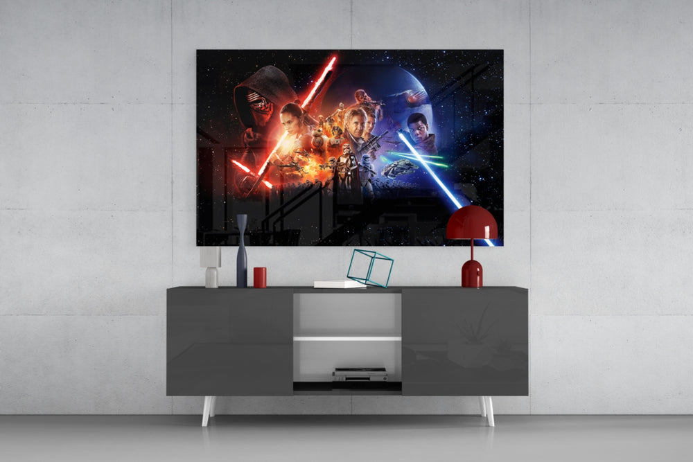 Star Wars panel catching screen glow to reveal its epic drama