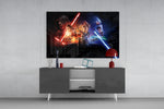 Star Wars panel catching screen glow to reveal its epic drama