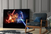 Star Wars glass print enhancing a teen lounge with cinematic mood