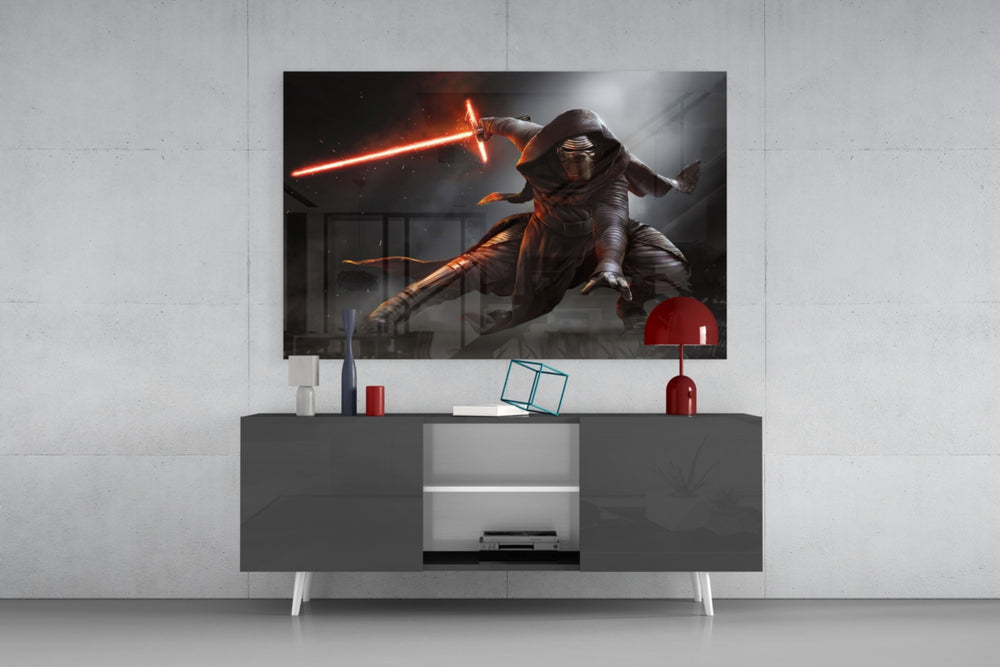Kylo Ren panel catching screen glow to reveal its menacing momentum