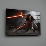 Cinematic-poster panel bringing menacing momentum to a contemporary home theater