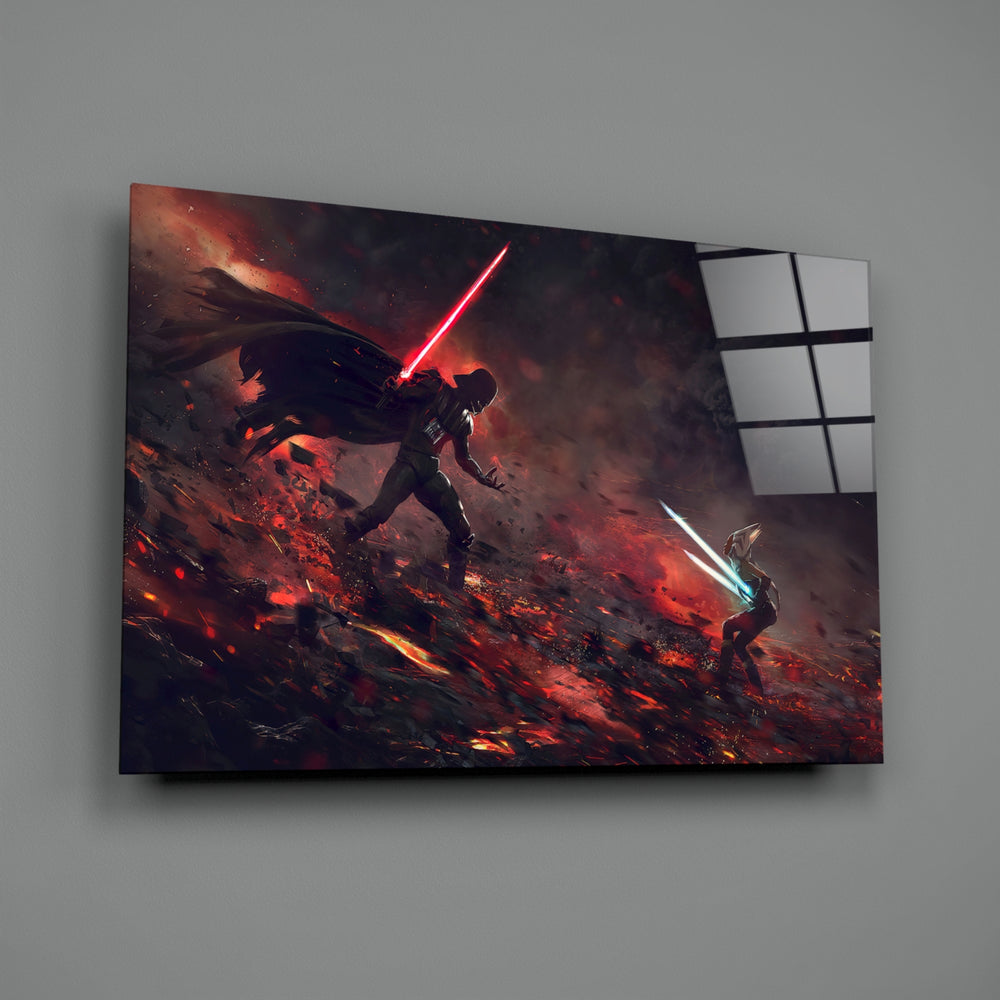 Cinematic-poster panel bringing epic confrontation to a contemporary home theater