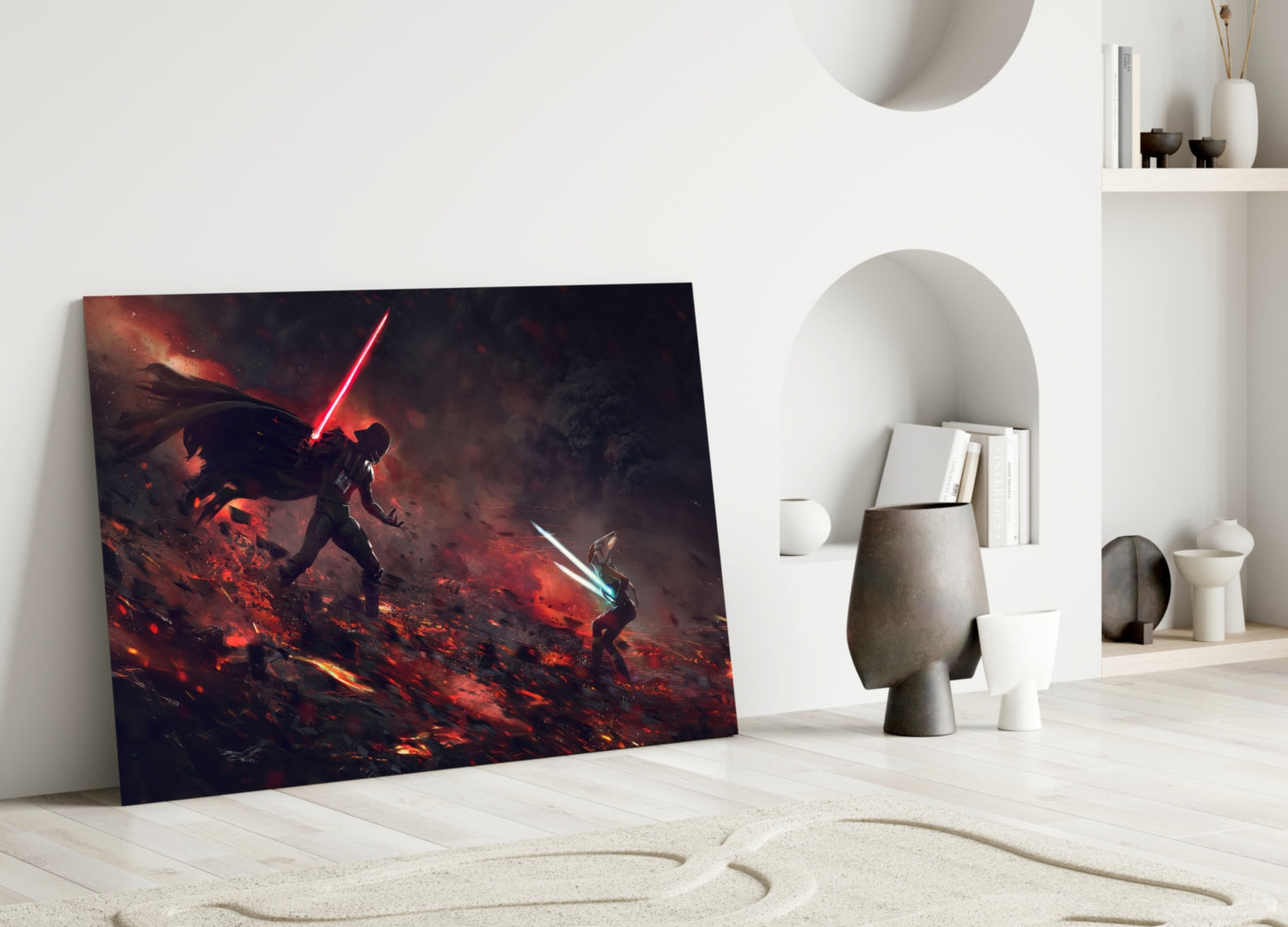 Darth Vader vs Ahsoka Tano Glass Wall Art.