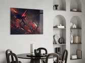 Darth Vader vs Ahsoka Tano panel adding editorial drama to a man cave