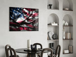 Flag of the United States panel adding editorial drama to a man cave