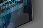 100 Dollars artwork anchoring a wall with bold vibrant palette