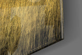 Elephant artwork anchoring a wall with warm luxe palette