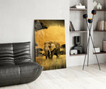 Elephant panel adding editorial calm to a hallway
