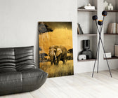 Elephant panel adding editorial calm to a hallway